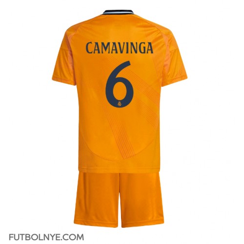 Camiseta Real Madrid Eduardo Camavinga #6 Visitante Equipación para niños 2024-25 manga corta (+ pantalones cortos)